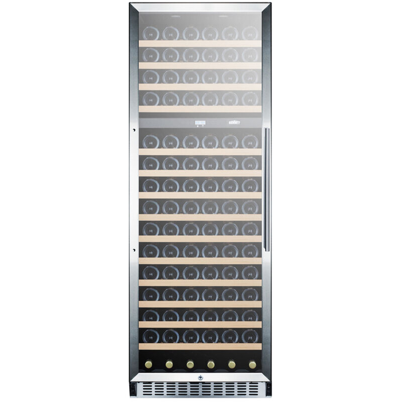 Summit 24" 15.9 Cu. Ft. Built-In/Freestanding Wine Cooler with 160 Bottles Capacity, Dual Temperature Zones & Digital Temperature Control - Stainless Steel, , hires