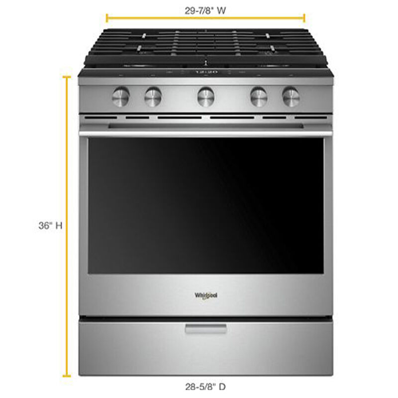 Whirlpool 30" Slide-In Gas Range with 5 Sealed Burners, Griddle, 5.8 Cu. Ft. Single Oven & Storage Drawer - Stainless Steel, Stainless Steel, hires