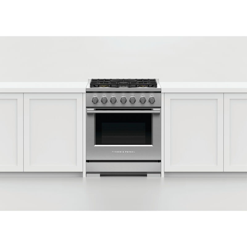 Fisher & Paykel Series 7 Professional 30 in. 4.6 cu. ft. Convection Oven Freestanding Gas Range with 4 Sealed Burners - Stainless Steel, , hires