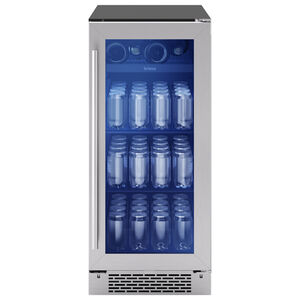 Zephyr 15 in. Built-in/Freestanding 4.0 cu. ft. Compact Beverage Center with Pull-Out Shelves & Digital Control - Stainless Steel, , hires