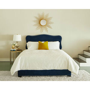 Klaussner Scalloped Upholstered King Size Complete Bed - Navy, , hires