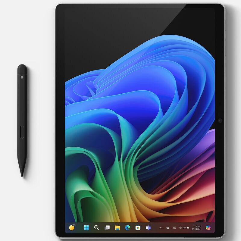 Microsoft Surface Pro 13 in. 2-in-1 Touchscreen Notebook with Copilot+PC, Snapdragon X Elite CPU, Qualcomm Adreno GPU, 32 GB RAM, 1 TB SSD, up to 14 Hrs. of Battery Life & Windows 11 Home - Platinum, , hires