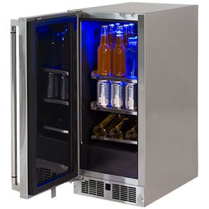 Lynx Professional Series 15 in. 2.7 cu. ft. Built-In Outdoor Beverage Center with Adjustable Shelves & Digital Control Left Hinged - Stainless Steel, , hires