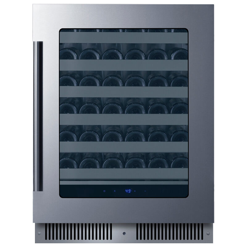 Summit 24 in. Undercounter Wine Cooler with Metal Racks, Single Temperature Zone & 33 Bottle Capacity - Stainless Steel, , hires