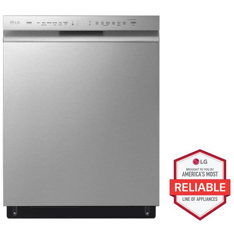 LG 24 in. Front Control Dishwasher with 48 dBa Sound Level, 3rd-Rack, Dynamic Dry & Pocket - PrintProof Stainless Steel, PrintProof Stainless Steel, hires