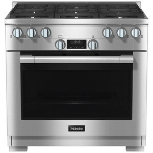 Miele 36 in. 5.8 cu. ft. Convection Oven Freestanding Gas Range with 6 Sealed Burners - Clean Touch Steel, , hires