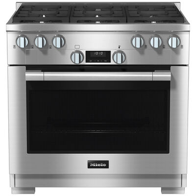 Miele 36 in. 5.8 cu. ft. Convection Oven Freestanding Gas Range with 6 Sealed Burners - Clean Touch Steel | HR1134-3G