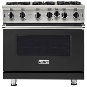 Viking 5 Series 36 in. 5.1 cu. ft. Convection Oven Freestanding Natural Gas Range with 6 Open Burners - Cast Black, , hires