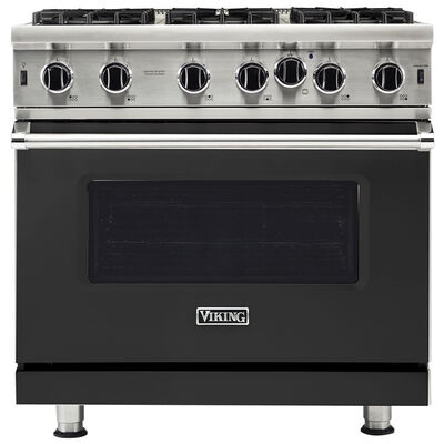 Viking 5 Series 36 in. 5.1 cu. ft. Standard Convection Gas Range with Open Burners - Cast Black | VGIC53626BCS