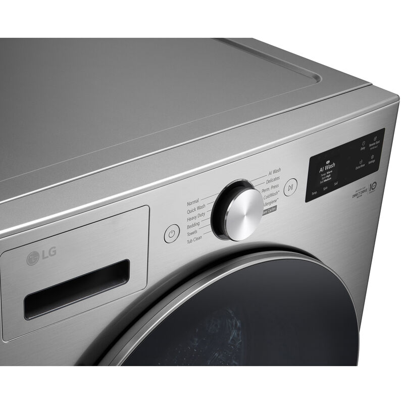 LG 27 in. 5.0 cu. ft. Smart Stackable Front Load Washer with TurboWash 360, AI DD Built-In Intelligence, Sanitize & Steam Cycle - Graphite Steel, , hires