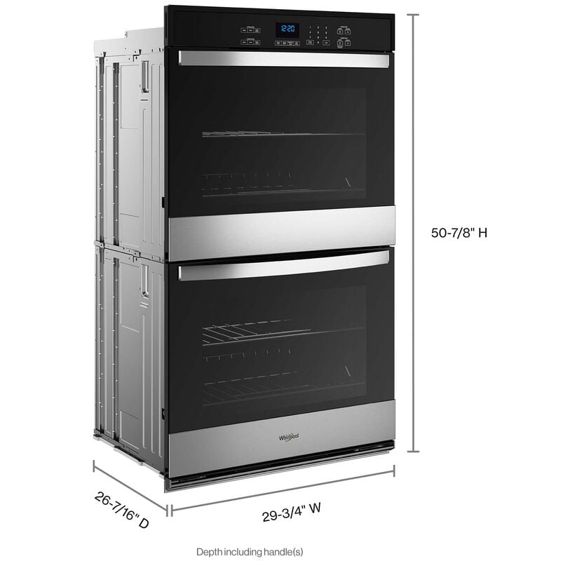 Whirlpool 30 in. 10 cu. ft. Top Control Electric Double Wall Oven - Stainless Steel, , hires