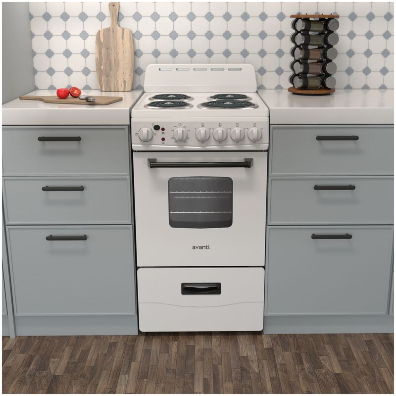 Avanti 20 in. 2.1 cu. ft. Electric Range with Coil Burners - White, , hires