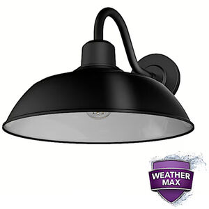 Hunter Mill Valley Rustic Modern Metal Dome Outdoor Medium Wall Light-Matte Black, , hires