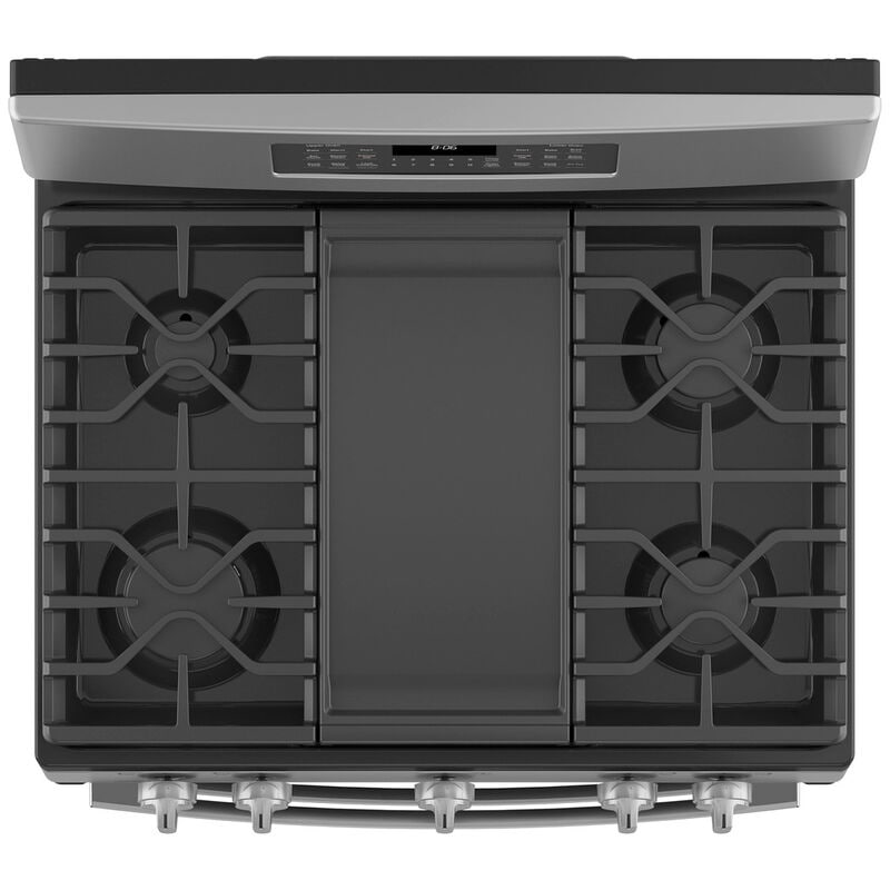 GE 30 in. 6.8 cu. ft. Air Fry True European Convection Double Oven Gas Range with 5 Sealed Burners & Griddle - Stainless Steel, Stainless Steel, hires