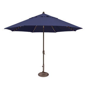 SimplyShade Lanai Pro 11' Octagon Auto Tilt Market Umbrella in Solefin Fabric with Built-In StarLights - Blue Sky, Blue, hires