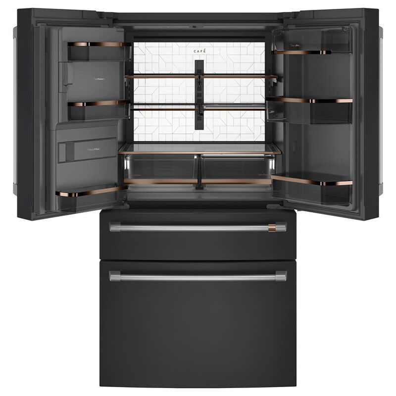 Cafe 36 in. 27.8 cu. ft. Smart 4-Door French Door Refrigerator with Ice & Water Dispenser - Matte Black, Matte Black, hires