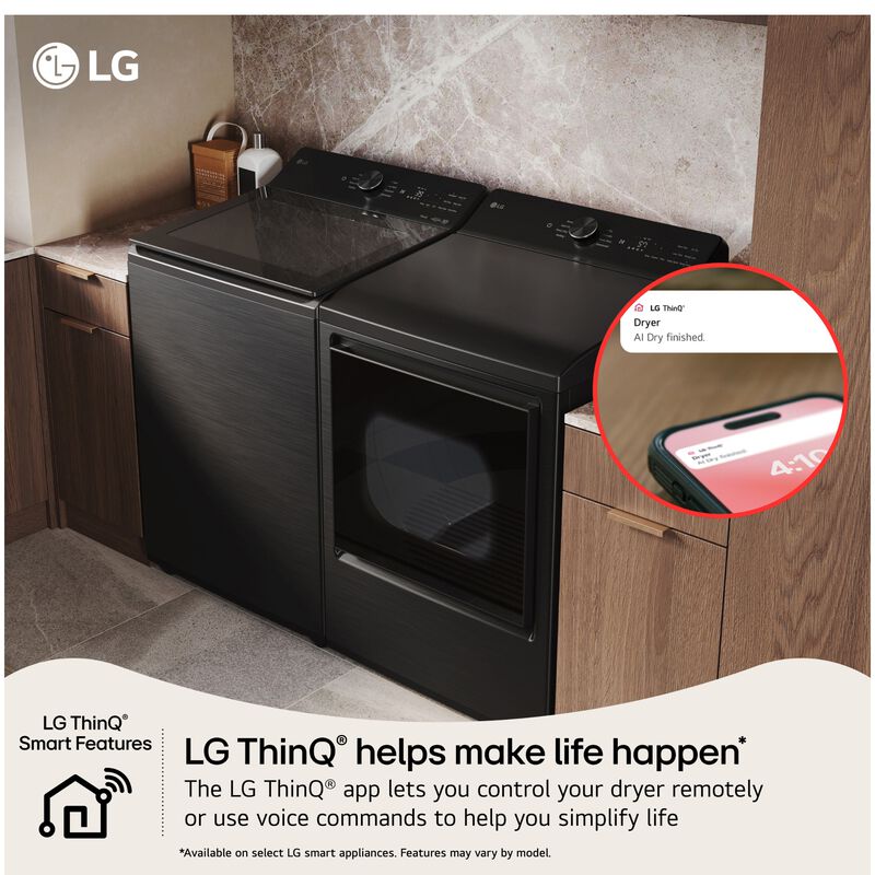 LG 27 in. 7.3 cu. ft. Smart Gas Dryer with AI Sensor Dry - Platinum Black, Platinum Black, hires