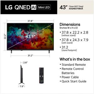 LG - 43" Class QNED75B QNED Mini-LED 4K UHD Smart webOS TV, , hires