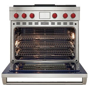 Wolf 36 in. 6.3 cu. ft. Smart Dual Convection Dual Fuel Range with 4 Sealed Burners & Griddle - Stainless Steel, , hires