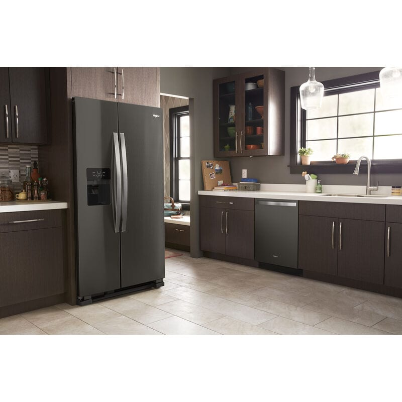 Whirlpool 36 in. 24.5 cu. ft. Side by Side Refrigerator with Ice & Water Dispenser - Black Stainless, Black Stainless, hires