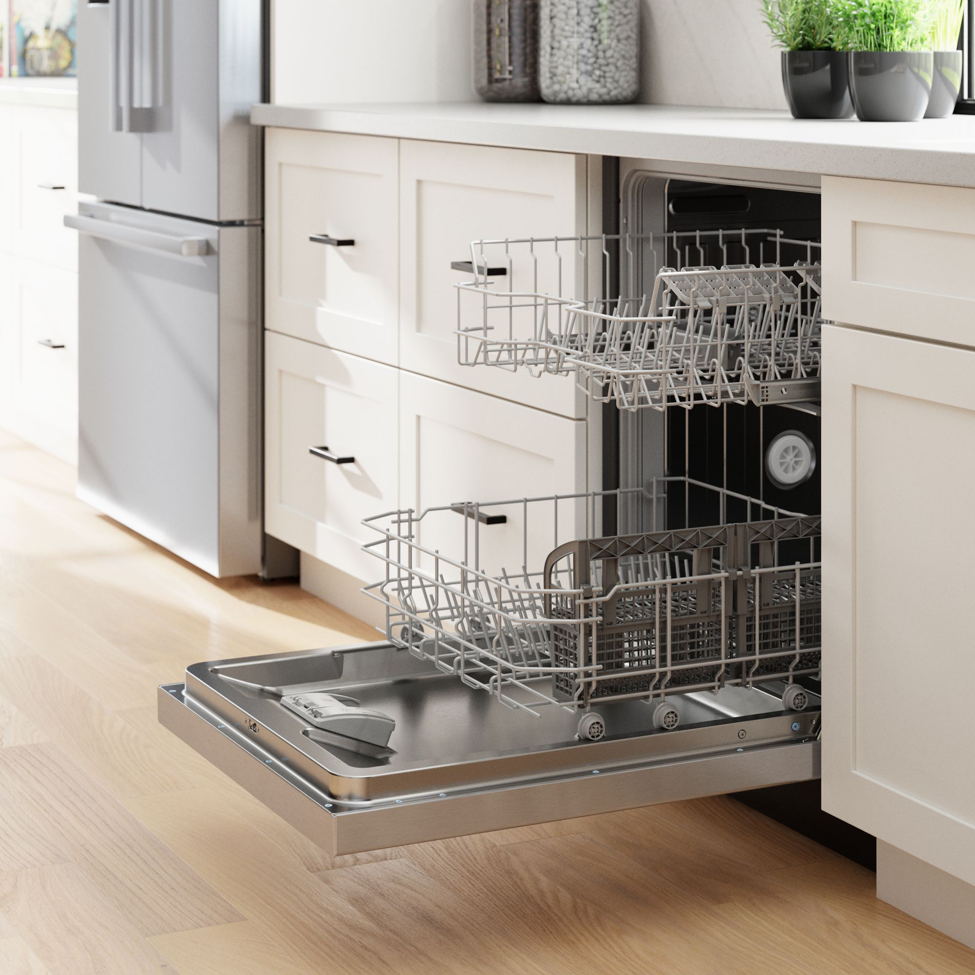 Bosch 100 Series 24 in. Smart Built In Dishwasher with Front Control 50 dBA Sound Level 14 Place Settings 5 Wash Cycles Sanitize Cycle Stainless Steel P.C. Richard Son