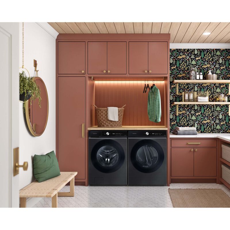 Samsung Bespoke 27 in. 5.3 cu. ft. Smart Stackable Front Load Washer with Super Speed Wash & AI Smart Dial - Brushed Black, Brushed Black, hires