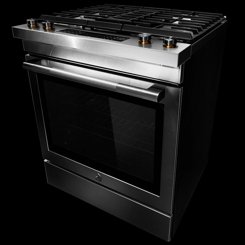 JennAir 30 in. 6.2 cu. ft. Air Fry True European Convection Slide-In Dual Fuel Range with 4 Sealed Burners - Stainless Steel, , hires