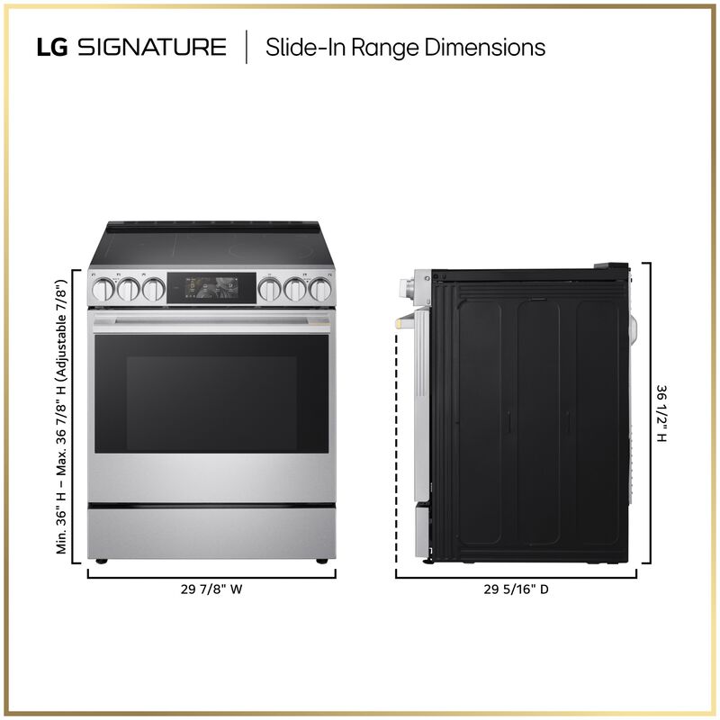 LG SIGNATURE 30 in. 6.3 cu. ft. Smart Air-Fry True European Convection Slide-in Electric Range with 4 Induction Burners & 1 Radiant Burner - PrintProof Stainless Steel, , hires