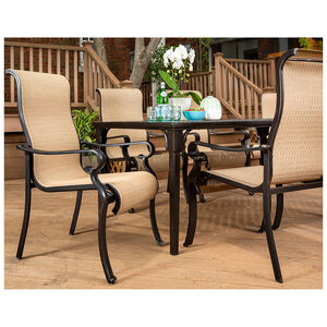 Hanover Brigantine 7-Piece 70" Rectangle Cast Top Dining Set with Sling Back Chairs - Tan, , hires