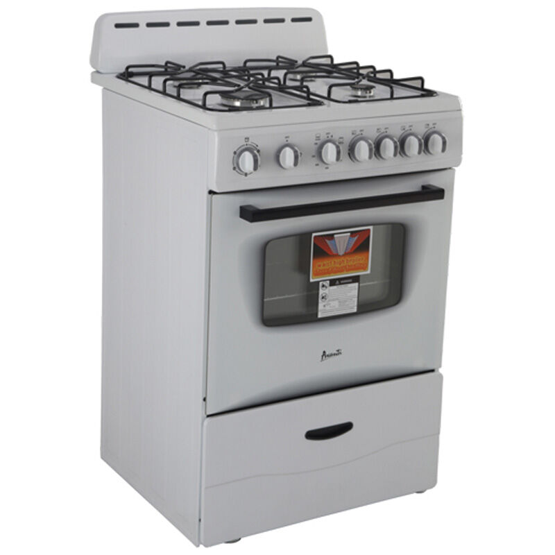 Avanti 24 in. 2.6 cu. ft. Oven Freestanding Gas Range with 4 Sealed Burners - White, , hires