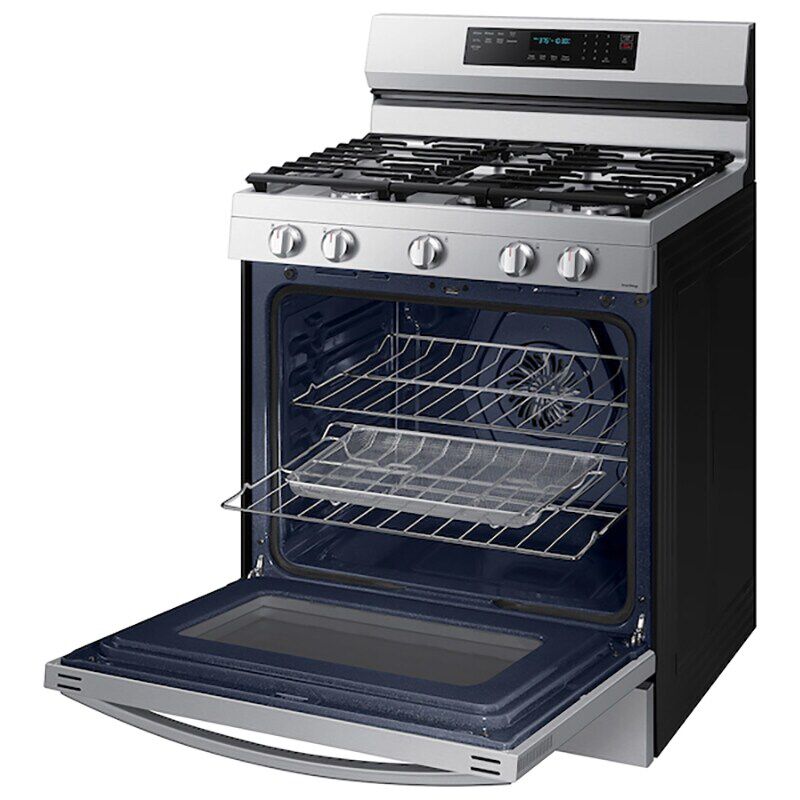 Samsung 30 in. 6 cu. ft. Smart Air Fry True European Convection Gas Range with 5 Sealed Burners & Griddle - Stainless Steel, Stainless Steel, hires