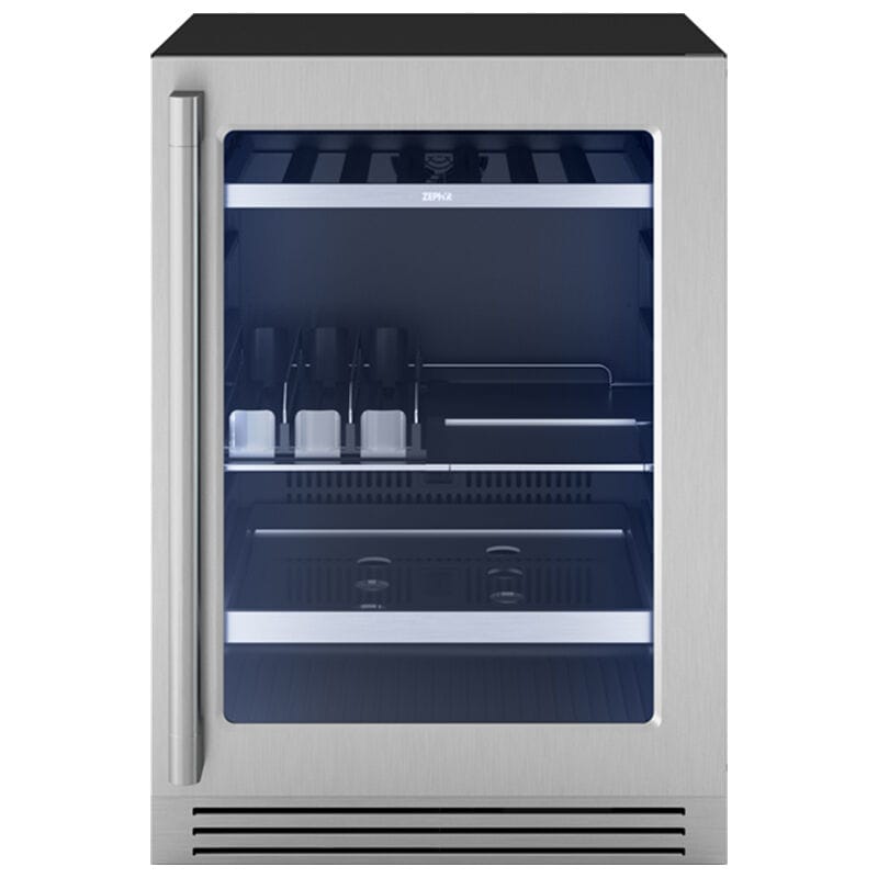 Zephyr Presrv Series 24 in. Built-In/Freestanding 5.6 cu. ft. Compact Beverage Center with Adjustable Shelves & Digital Control - Stainless Steel, , hires