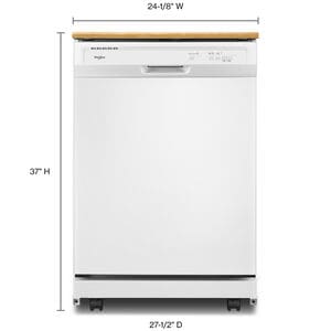 Whirlpool 24 in. Front Control Portable Dishwasher with 64 dBa Sound Level & Pocket - White, White, hires