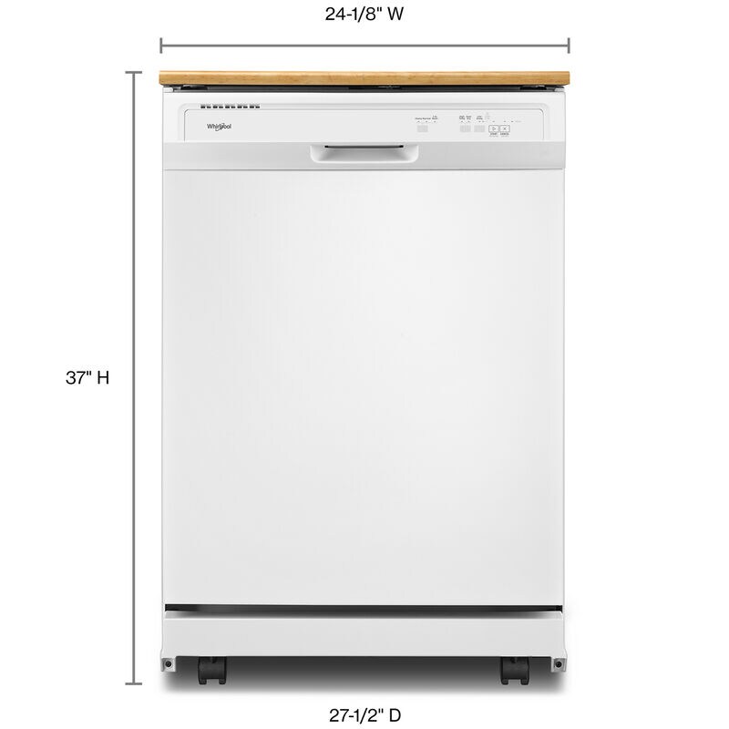 Whirlpool 24 in. Front Control Portable Dishwasher with 64 dBa Sound Level & Pocket - White, White, hires