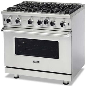 Viking 5 Series 36 in. 5.1 cu. ft. Standard Convection Gas Range with Open Burners - Stainless Steel, , hires