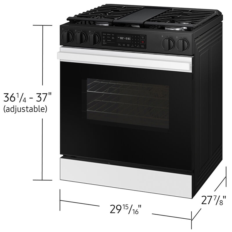 Samsung Bespoke 30 in. 6.0 cu. ft. Smart Air Fry Convection Oven Slide-In Natural Gas Range with 5 Sealed Burners & Griddle - White Glass, White Glass, hires