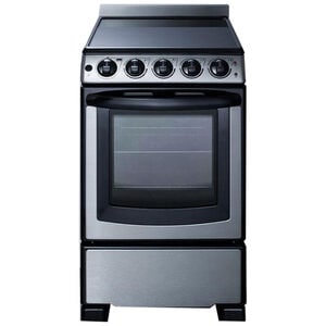 Summit White Pearl Series 20 in. 2.3 cu. ft. Slide-In Electric Range with Smoothtop Burners - Stainless Steel, , hires