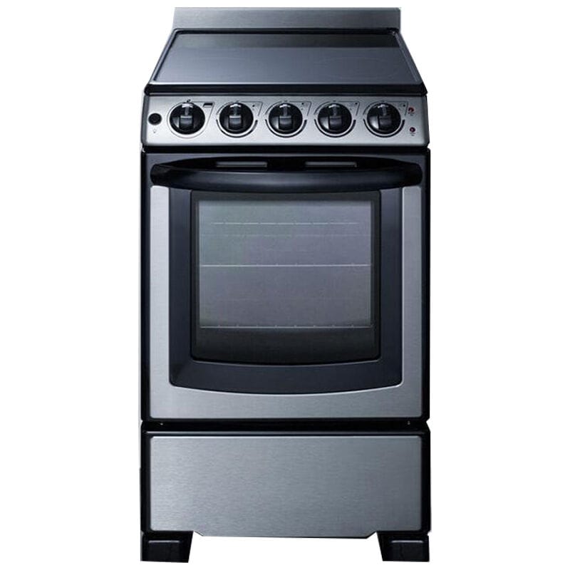Summit White Pearl Series 20 in. 2.3 cu. ft. Slide-In Electric Range with Smoothtop Burners - Stainless Steel, , hires