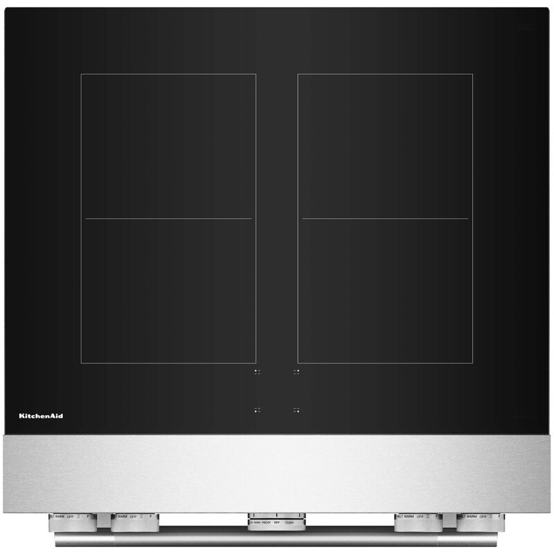 KitchenAid Commercial-Style 30 in. 4.1 cu. ft. Air-Fry True European Convection Electric Range with 4 Induction Burners - Stainless Steel, , hires