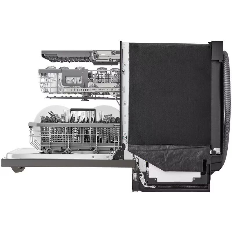 LG 24 in. Top Control Smart Dishwasher with 42 dBa Sound Level & 3rd-Rack - Black Stainless, Black Stainless, hires