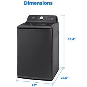 Midea 27 in. 4.4 cu. ft. Smart Top Load Washer with Power Wave 360 Agitator - Metallic Gray, Metallic Gray, hires