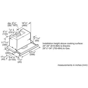 Bosch 500 Series 24 in. Convertible Slide-Out Style Range Hood with 400 CFM, 4 Fan Speeds & 2 LED Lights - Stainless Steel, , hires