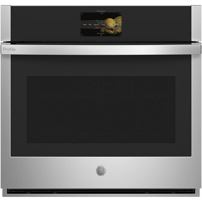 GE Profile 30 in. 5 cu. ft. Smart Electric Single Wall Oven with True European Convection - Stainless Steel | PTS9000SNSS