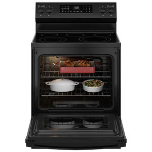 GE 30 in. 5.3 cu. ft. Smart Air Fry Convection Oven Freestanding Electric Range with 5 Radiant Burners - Black, Black, hires