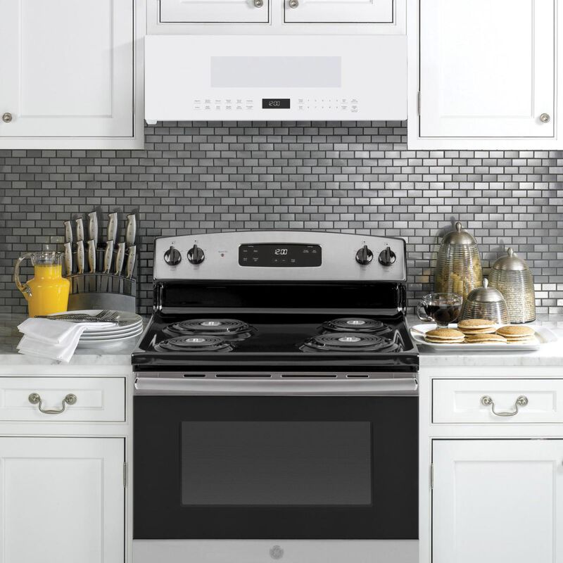 GE 30 in. 1.2 cu. ft. 1000W Low Profile Over-the-Range Microwave with 400 CFM & Sensor Cooking - White, , hires