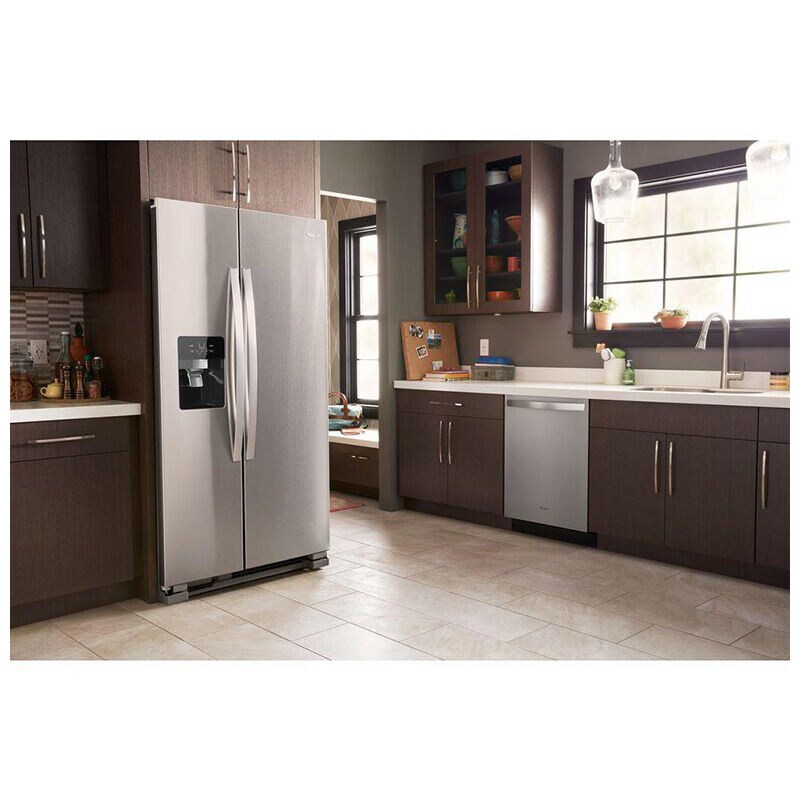 Whirlpool 36 in. 24.5 cu. ft. Side by Side Refrigerator with Ice & Water Dispenser - Fingerprint Resistant Stainless Steel, Stainless Steel, hires