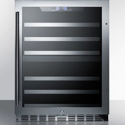 Summit 24 in. Undercounter Wine Cooler with Wood Racks, Dual Temperature Zones & 44 Bottle Capacity - Stainless Steel | SWC532BISTLH