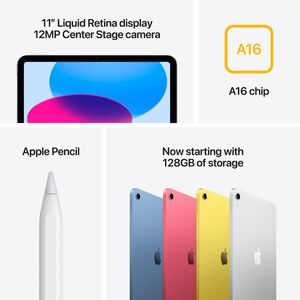 Apple - 11-inch iPad A16 chip with Wi-Fi - 512GB - Silver, , hires