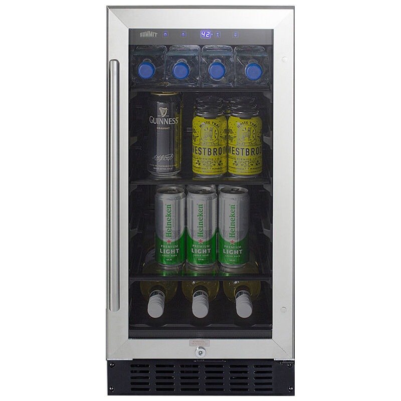 Summit 15 in. Built-In/Freestanding 2.3 cu. ft. Compact Beverage Center with Adjustable Shelves & Digital Control - Stainless Steel, , hires