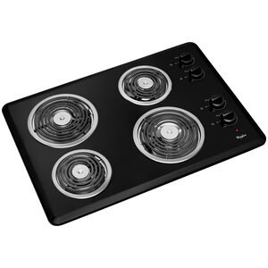 Whirlpool 30 in. 4-Burner Electric Coil Cooktop with Simmer Burner & Power Burner - Black, Black, hires